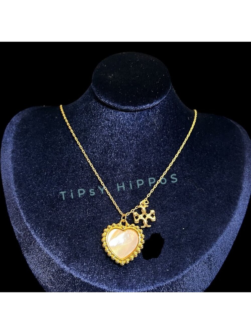 Tory Burch Pearl of Heart & Logo Necklace!